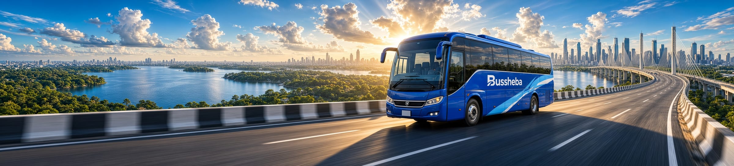A long-distance coach on a highway